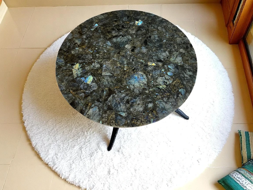 Labradorite Round Table Tops – Unique, Handcrafted Stone for Stylish Homes